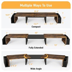 Simple Houseware Desk Dual Monitor Stand Riser Drawer Rustic Brown Do-09K-R