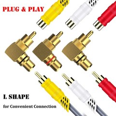 Warmstor 2-Pack RCA Right Angle Adapter 90 Degree RCA Male to Female Adapter …