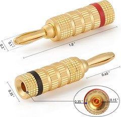 6 Pairs 24K Gold Banana Plugs for Secure Speaker Connections – Pure Copper