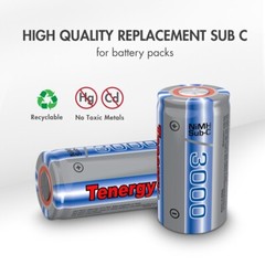 Tenergy Propel Sub C High Capacity 3000mAh NiMH Rechargeable Battery Flat Top