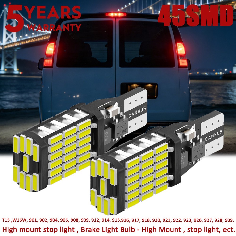 For GMC Savana 1500 1996-2014 2X RED LED Brake Light Bulb High Mount Stop Light