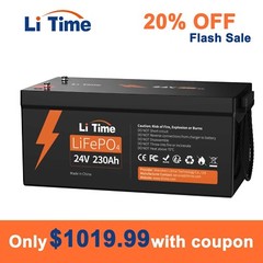 Litime 24V 230Ah LiFePO4 Battery Deep Cycle for Solar Off-grid Cabin Home Backup