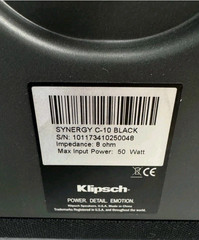 Klipsch Synergy C-10 Center Speaker Black Excellent Condition Tested Works