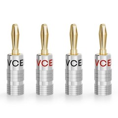 Banana Plugs for Speaker Wire 2 Pairs/4 Pcs, 24K Gold Plated Dual Set Screw T…