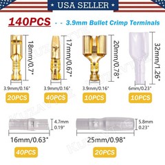 140/700X Motorcycle Brass Bullet Terminal Male&Female Electrical Wire Connectors