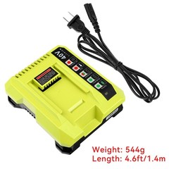 Fast Charger Compatible with Ryobi Leaf Blower 40V Battery OP4060 OP4075 OP4080