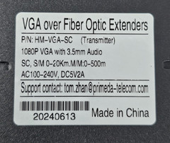 1080p VGA Fiber Extender SC Stereo 3.5mm Jack Up to 20km Single-Mode 500m Multi