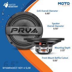 2x PRV 6.5 Motorcycle Speakers Waterproof 800W 4 Ohm MT6MR400CF Neo Carbon Fiber