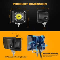 AUXBEAM 3″ LED Work Light Bar Spot Pods Fog Lamp Offroad SUV ATV Driving Truck