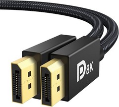 8K DisplayPort Cable 1.4, VESA Certified DP Cable 6.6ft (8K@60Hz, 4K@144Hz, 2K@2