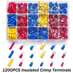 1200Pcs Assortment Insulated Electrical Wire Connectors Crimp Terminals Kit Lot