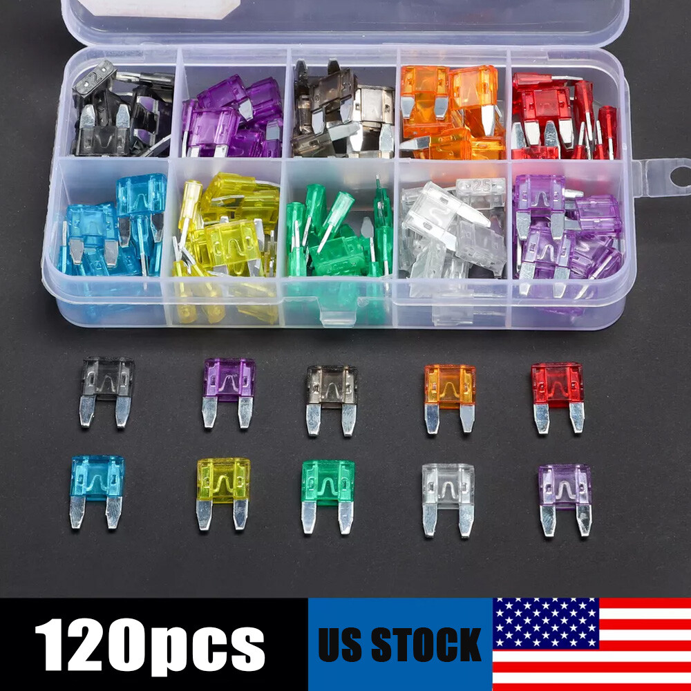 120pcs MINI Blade Fuse Assortment Auto Car Motorcycle SUV FUSES Kit APM ATM UTV