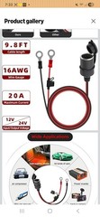 1.5FT Cigarette Lighter Socket to O Ring Terminal, 12V-24V 6mm Ring Eyelet 0.5M