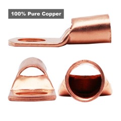 10/30Pcs Copper Battery Lugs Ring Terminals Cable Ends 1/0,2 AWG Wire Connectors