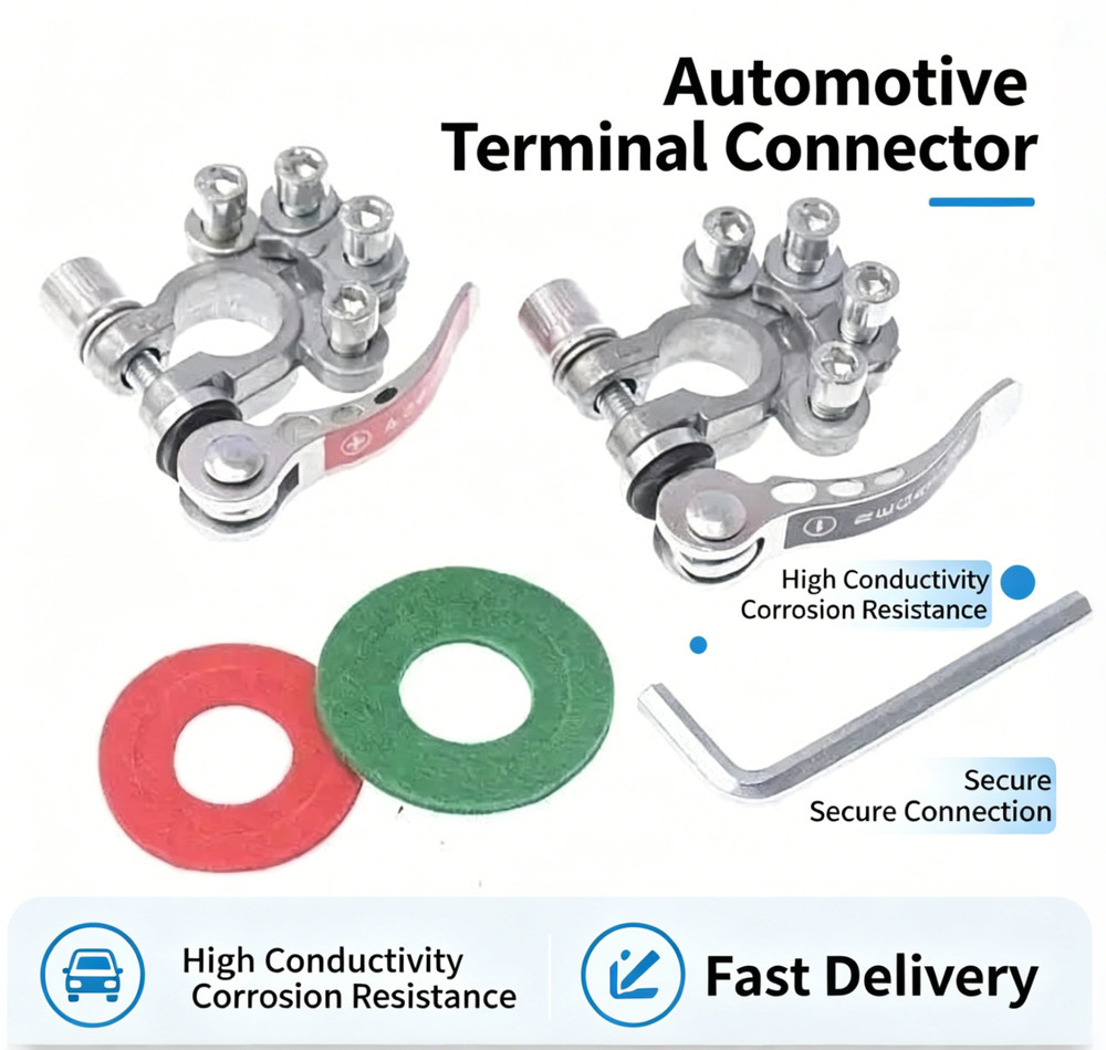 2Pcs Auto Battery Terminal Connectors Quick Release Clamp Set Easy Disconnect