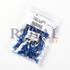 (100) 16-14GA #8 BLUE FORK SPADE TERMINAL VINYL INSULATED CRIMP WIRE CONNECTOR