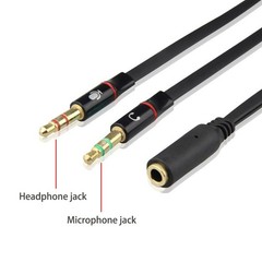3.5mm Headset Splitter PC Gaming Audio Cable Mic Headphone Adapter Y Aux Cord