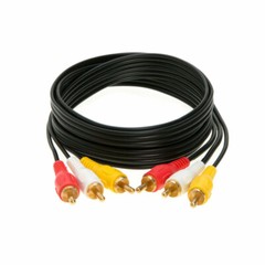 3 RCA Male to 3 RCA Male Cable Stereo AV Audio Video Composite Gold Plated US