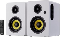 Sanyun SW206 Bookshelf Speakers 4″80W Bluetooth Optical Coaxial USB Remote White
