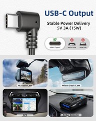 OBD OBD2 Hardwire Kit Power Cable for Dash Camera with 90Degree USB Type C 12