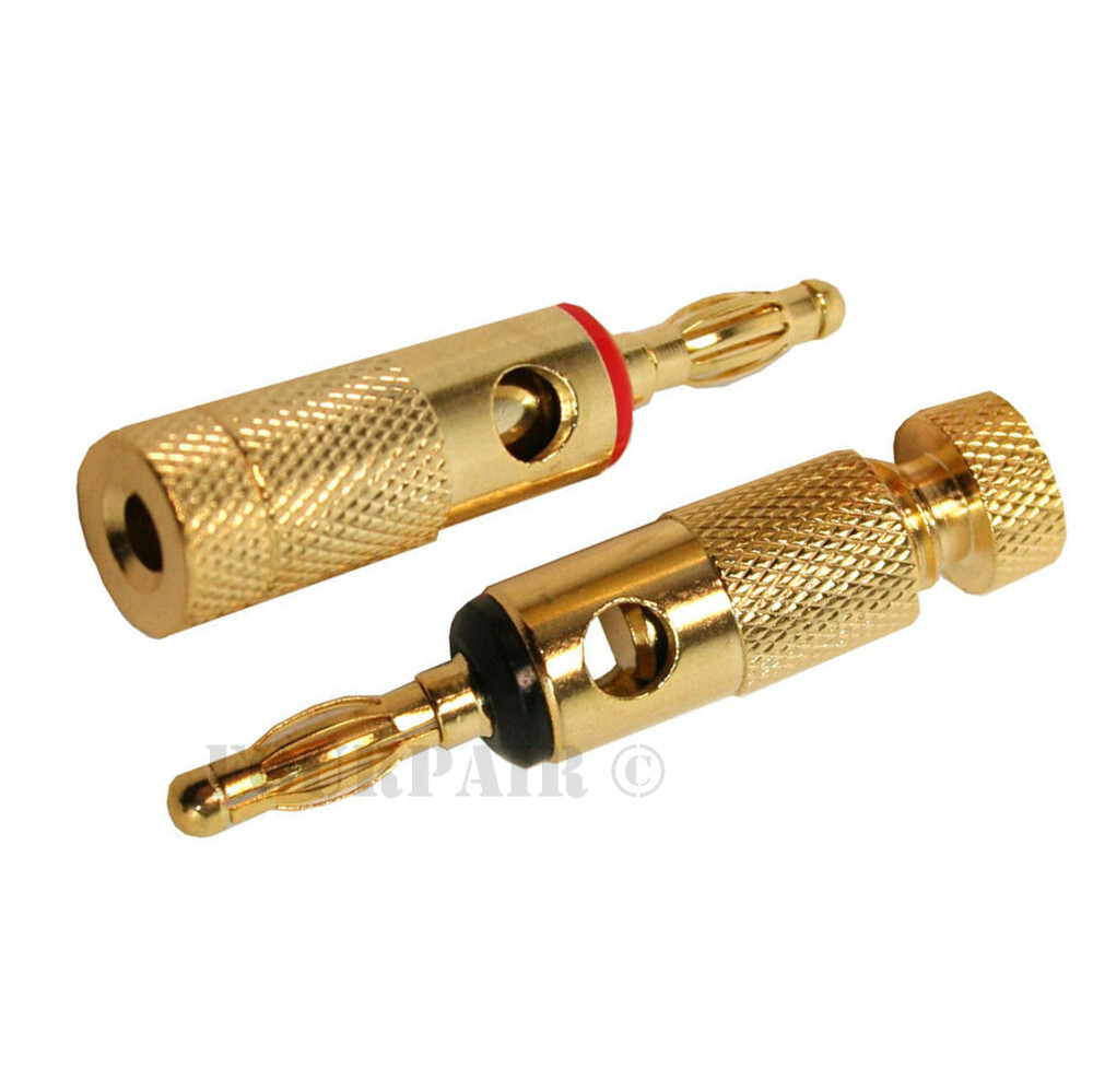 Open Screw Type Speaker Wire Banana Plugs Audio Gold Connectors – 1-100 Pack Lot