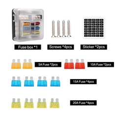 6 Way Blade Fuse Box Block FuseBox Holder Auto Marine Bus Bar Car Kit 12V 24V US