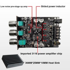 2PCS ZK-1002T Bluetooth 5.0 Stereo Amplifier Board Treble Bass 2 Channel 100W*2