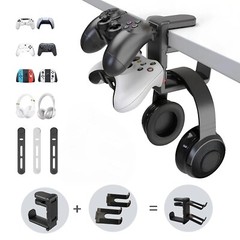 3-in-1 PC Gaming Headphone Headset Earphone Stand Hook Hanger Holder Under Desk