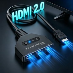 HDMI Switch 3 in 1 Out-HDCP Bypass 2.2, 4K@60hz 3 Way hdmi Splitter Supports …