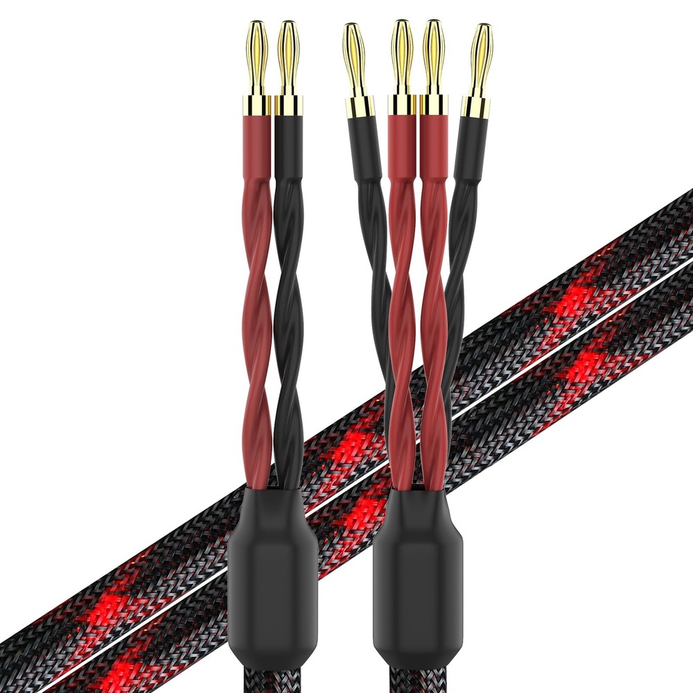 k4B-2B Bi-Wire Speaker Cable (2 Banana Plugs – 4 Banana Plugs), 1pair Set (To…