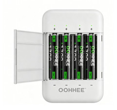 8 pcs 1.5V 1300mWh AAA Rechargeable Lithium Batteries + Fast Charging Box White