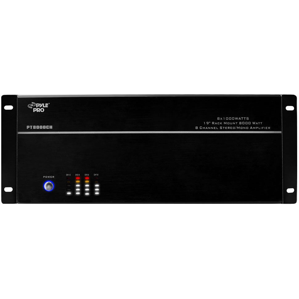Pyle Home PT8000CH 8-Channel, 8,000-Watt Stereo/Mono Amp