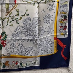 HERMES 90x90cm Navy Blue Silk Scarf 4-61-26 Open Box Condition