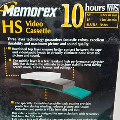 Memorex T-200 HS VHS Video Cassette Tape 10 Hour Extended Length 2 Pack Sealed