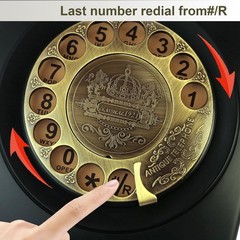 TelPal Corded Telephone Antique Rotary Dial 8008-Black Vintage Home Office Decor