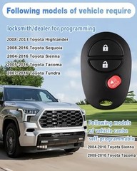 Key Fob Keyless Entry Remote Replacement for Toyota Tacoma Tundra 3Button