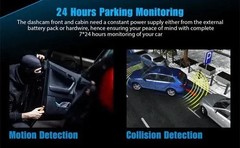 3 Lens Dash Cam Front Cabin Rear 1080P Night Vision, Parking Monitor, G-Sensor