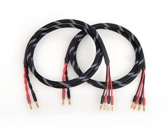 Canare 4S11 Bi-Wire Speaker Cable Pair, Black Flex Braided 2 to 4 Banana.