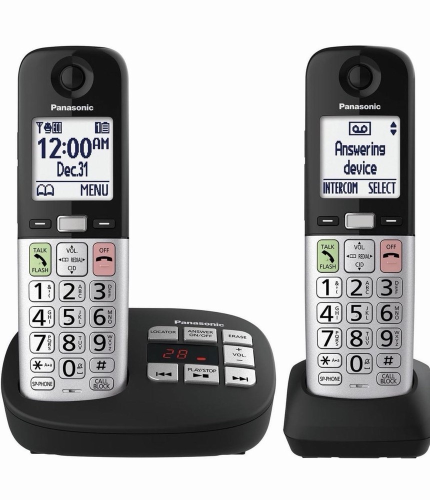 Panasonic Cordless Phone, Easy to Use with Large Display & Big Buttons, Flashing
