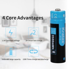 1.5V USB Rechargeable AA Lithium Battery 3500mwh Li-ion Batteries Charger Lot