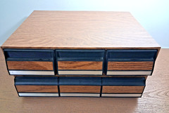 Lot Of 2 Vintage 3 Drawer Cabinet Cassette Tape Holder Storage Faux Wood