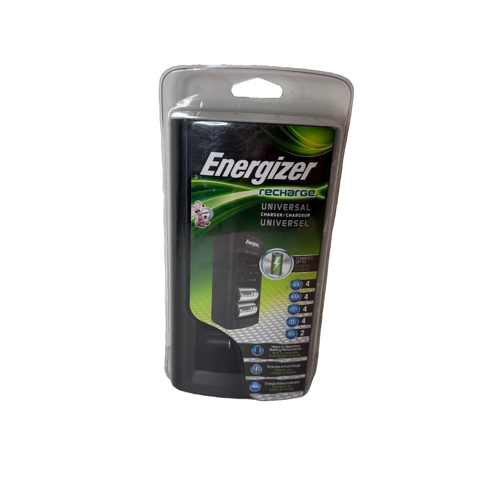 Energizer Recharge Black Universal (AA/AAA/4C/4D/9V) NiMH Battery Charger NEW