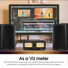 Dual Analog VU Meter 2-way Amplifier/Speaker Audio Switcher Box DB Panel Display