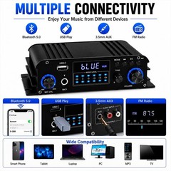 1200W Bluetooth Stereo Amplifier for Home Theater & Karaoke/-