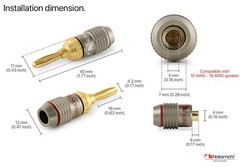 Nakamichi FanLock Excel Series 24k Gold Plated Banana Plugs 10 AWG – 18 AWG G…
