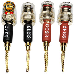 CESS-220 Pin Banana Plug to 4Mm Female Banana Jack/Speaker Wire, 4 Pack (Braided