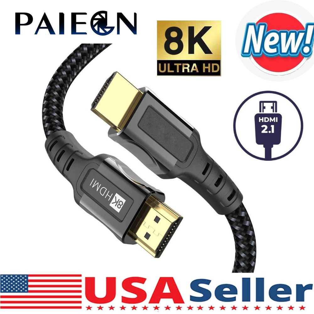 HDMI 2.1 Cable 8K@60Hz 2M 48Gbps 3D1440P Braided For PS5 PS4 Xbox Switch TV Box