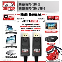 Display Port to Display Port Cable DP to DP 4K 60Hz High Speed UHD Video Audio