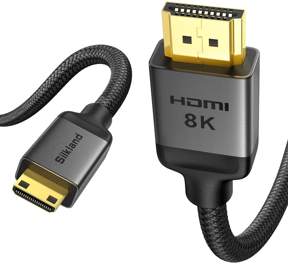 8K 4K Mini HDMI to HDMI Cable 6.6FT, Mini HDMI 2.1 Cord [8K 60Hz, 4K@240Hz 144Hz