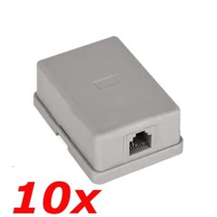 10 PACK 1-Port RJ11 6P4C White Surface Mount Box SMB Biscuit Jack for Telephone
